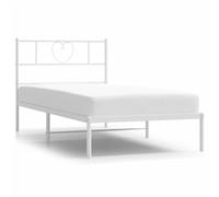 vidaXL Metal Bed Frame Mattress Foundation with Headboard White 100x190 cm