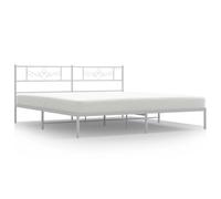 vidaXL Metal Bed Frame Mattress Foundation with Headboard White 183x213 cm