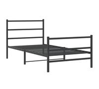 vidaXL Metal Bed Frame with Headboard and Footboard Bed Base Black 100x190 cm
