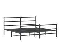 vidaXL Metal Bed Frame with Headboard and Footboard Bed Base Black 183x213 cm
