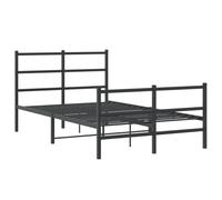 vidaXL Small Double Bed Frame with Headboard & Footboard - Black, Steel, 120x190 cm for Bedroom Comfort & Support, 355380