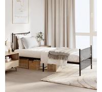 vidaXL Metal Bed Frame with Headboard and Footboard, Bed Base for Single Bed, Mattress Foundation for Bedroom, Bedstead, Black 75x190 cm Small Single