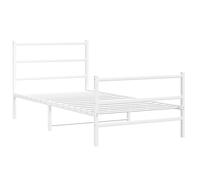 vidaXL Metal Bed Frame with Headboard and Footboard Bed Base White 100x190 cm