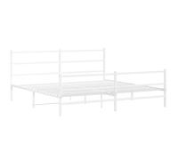 vidaXL Metal Bed Frame with Headboard and Footboard Bed Base White 183x213 cm