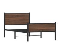 vidaXL Metal Bed Frame with Headboard and Footboard Bed Brown Oak 100x190 cm