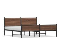 vidaXL Metal Bed Frame with Headboard and Footboard Bed Brown Oak 160x200 cm