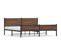 vidaXL Metal Bed Frame with Headboard and Footboard Bed Brown Oak 193x203 cm