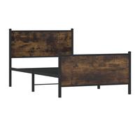 vidaXL Metal Bed Frame without Mattress Smoked Oak 107x203 cm