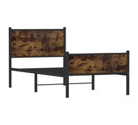 vidaXL Metal Bed Frame without Mattress Smoked Oak 90x200 cm
