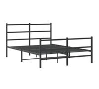 vidaXL Metal Bed Frame with Headboard and Footboard Black 135x190 cm Double