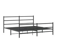 vidaXL Metal Bed Frame with Headboard and Footboard Black Super King Size