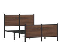 vidaXL Metal Bed Frame without Mattress Brown Oak 120x190 cm Small Double