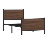 vidaXL Metal Bed Frame without Mattress Brown Oak 75x190 cm Small Single