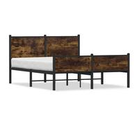 vidaXL Metal Bed Frame with Headboard and Footboard Smoked Oak 140x190 cm