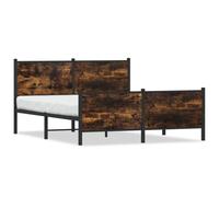 vidaXL Metal Bed Frame without Mattress Smoked Oak 160x200 cm