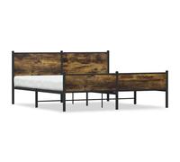 vidaXL Metal Bed Frame with Headboard and Footboard Smoked Oak 183x213 cm
