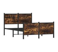 vidaXL Metal Bed Frame with Headboard and Footboard Smoked Oak Small Double