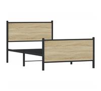 vidaXL Metal Bed Frame with Headboard and Footboard Sonoma Oak 107x203 cm