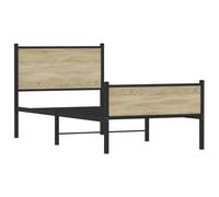 vidaXL Metal Bed Frame with Headboard and Footboard Sonoma Oak 107x203 cm