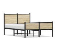 vidaXL Metal Bed Frame Without Mattress Sonoma Oak 120X200 cm, Brown