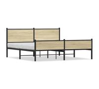 vidaXL Metal Bed Frame with Headboard and Footboard Sonoma Oak 160x200 cm