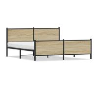 vidaXL Metal Bed Frame with Headboard and Footboard Sonoma Oak Super King