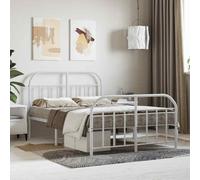 vidaXL Metal Bed Frame with Headboard and Footboard White 120x200 cm 01 UK HOT