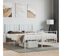 vidaXL Metal Bed Frame with Headboard and Footboard White 140x200 cm 05 UK HOT