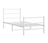 vidaXL Metal Bed Frame without Mattress with Footboard White 90x190cm