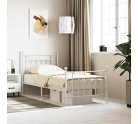 vidaXL Metal Bed Frame with Headboard and Footboard White 90x200 cm 01 UK HOT