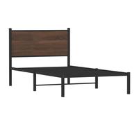 vidaXL Metal Bed Frame with Headboard Bed Base Bedstead Brown Oak 107x203 cm