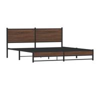 vidaXL Metal Bed Frame with Headboard Bed Base Bedstead Brown Oak 160x200 cm