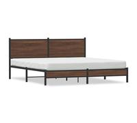 vidaXL Metal Bed Frame with Headboard Bed Base Bedstead Brown Oak 183x213 cm