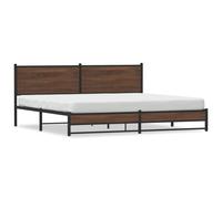 vidaXL Metal Bed Frame with Headboard Bed Base Bedstead Brown Oak 193x203 cm