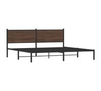 vidaXL Metal Bed Frame with Headboard Bed Base Bedstead Brown Oak 193x203 cm