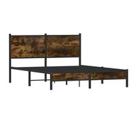 vidaXL Metal Bed Frame with Headboard Bed Base Bedstead Smoked Oak 140x200 cm