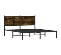 vidaXL Metal Bed Frame with Headboard Bed Base Bedstead Smoked Oak 140x200 cm