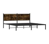 vidaXL Metal Bed Frame with Headboard Bed Base Bedstead Smoked Oak 160x200 cm