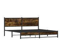 vidaXL Metal Bed Frame with Headboard Bed Base Bedstead Smoked Oak 160x200 cm