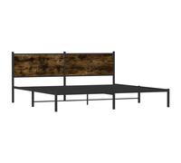 vidaXL Metal Bed Frame with Headboard Bed Base Bedstead Smoked Oak 193x203 cm
