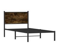 vidaXL Metal Bed Frame with Headboard Bed Base Bedstead Smoked Oak 90x200 cm