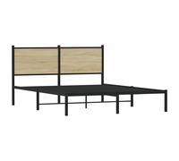 vidaXL Metal Bed Frame with Headboard Bed Base Bedstead Sonoma Oak 140x190 cm