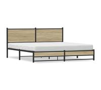 vidaXL Metal Bed Frame with Headboard Bed Base Bedstead Sonoma Oak 183x213 cm