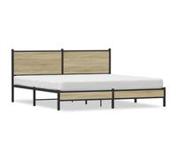 vidaXL Metal Bed Frame with Headboard Bed Base Bedstead Sonoma Oak 183x213 cm