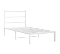 vidaXL Metal Bed Frame with Headboard Bed Base Bedstead White 90x190 cm Single
