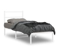 vidaXL Metal Bed Frame without Mattress with Headboard White 75x190cm