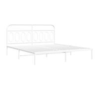 vidaXL Metal Bed Frame with Headboard, Bed Base for Bedroom, Mattress Foundation for Double Bed, Bedstead, Modern Style, White 160x200 cm