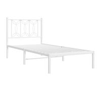 vidaXL Metal Bed Frame without Mattress with Headboard White 90x200cm