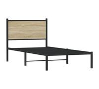 vidaXL Metal Bed Frame without Mattress Sonoma Oak 90x190 cm Single - Brown, Brown
