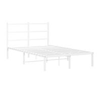 vidaXL Metal Bed Frame with Headboard Bed Base White 120x190 cm Small Double